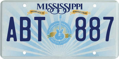 MS license plate ABT887