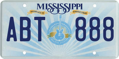 MS license plate ABT888