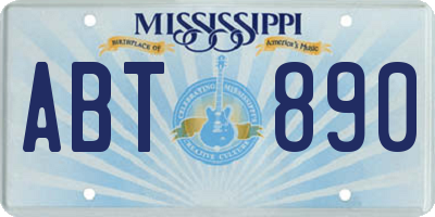 MS license plate ABT890