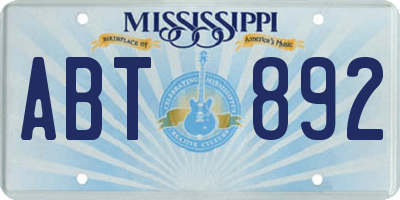 MS license plate ABT892