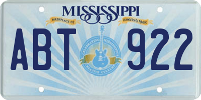 MS license plate ABT922