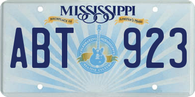 MS license plate ABT923