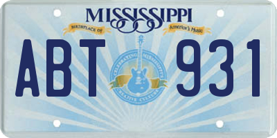 MS license plate ABT931