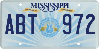 MS license plate ABT972