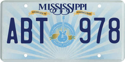 MS license plate ABT978