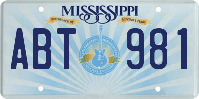 MS license plate ABT981