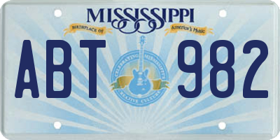 MS license plate ABT982