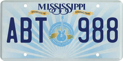 MS license plate ABT988