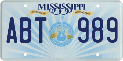 MS license plate ABT989
