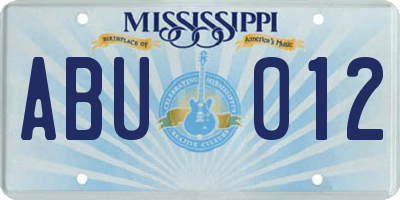 MS license plate ABU012