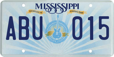 MS license plate ABU015