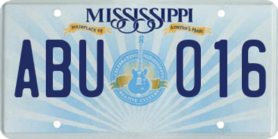 MS license plate ABU016