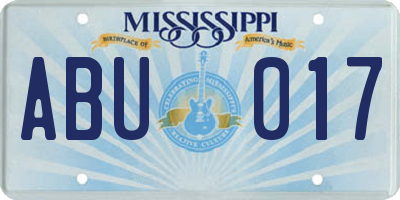 MS license plate ABU017