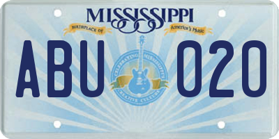 MS license plate ABU020