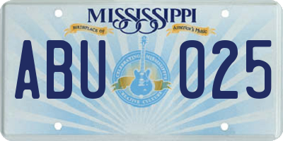 MS license plate ABU025
