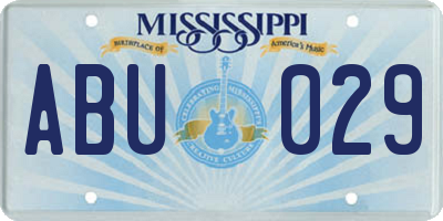 MS license plate ABU029