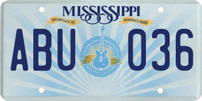 MS license plate ABU036