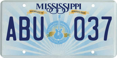 MS license plate ABU037