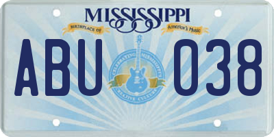MS license plate ABU038