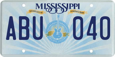 MS license plate ABU040