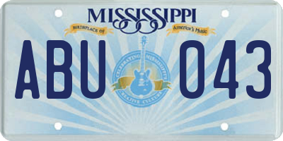 MS license plate ABU043