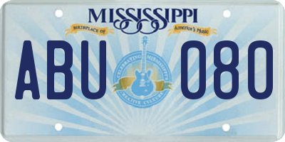 MS license plate ABU080