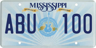 MS license plate ABU100