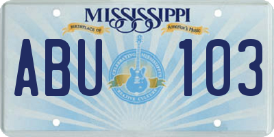 MS license plate ABU103