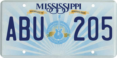 MS license plate ABU205