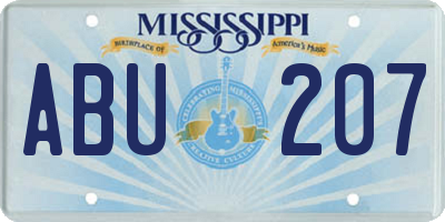 MS license plate ABU207