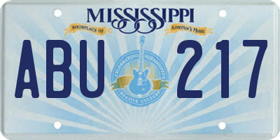 MS license plate ABU217