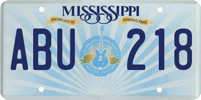 MS license plate ABU218