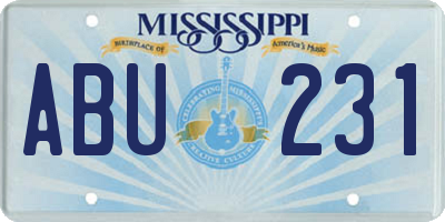MS license plate ABU231