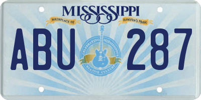 MS license plate ABU287