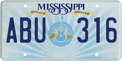 MS license plate ABU316