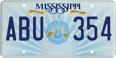 MS license plate ABU354