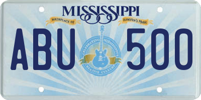MS license plate ABU500