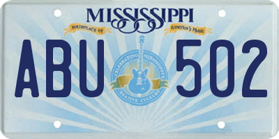MS license plate ABU502