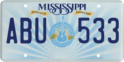 MS license plate ABU533