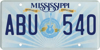 MS license plate ABU540