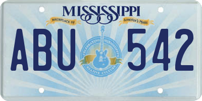 MS license plate ABU542