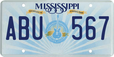 MS license plate ABU567