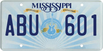 MS license plate ABU601