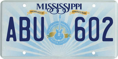 MS license plate ABU602