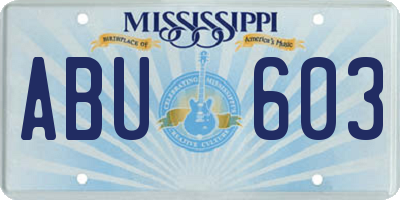 MS license plate ABU603