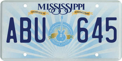 MS license plate ABU645