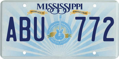 MS license plate ABU772
