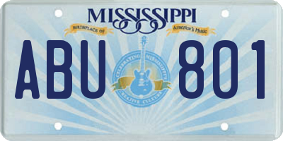MS license plate ABU801