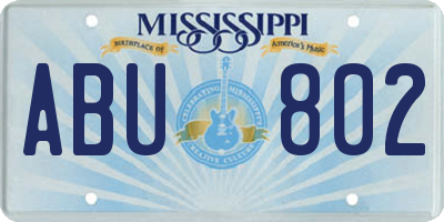 MS license plate ABU802
