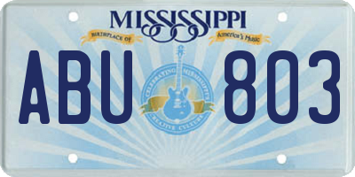 MS license plate ABU803